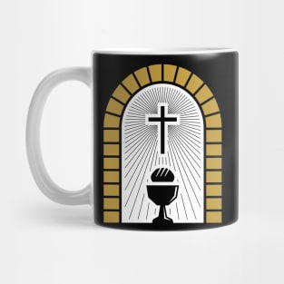 Cross, holy chalice and bread. Mug